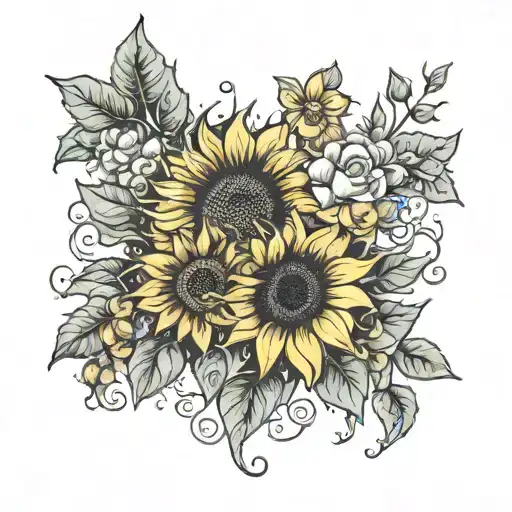Sunflower And Flowers
