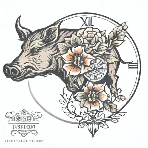 Boars Clock Decembers Month Flower