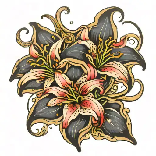 Infinity Symbol Star Gazer Lily Flower Intertwined