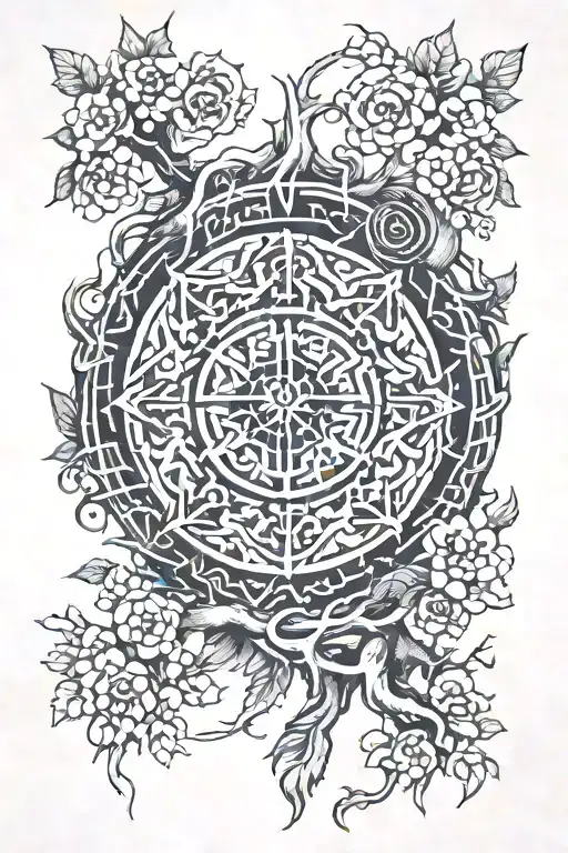 Chinese Compas With Tree Roots