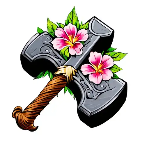 Thor's Hammer With Hawaiian Flowers