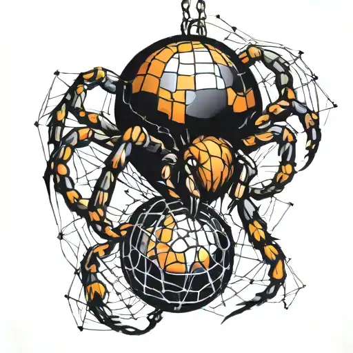 Spider Hanging From A Disco Ball