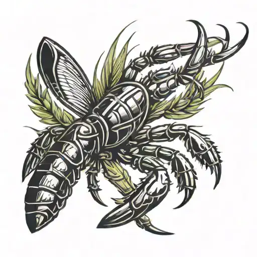 Two Crossed Broom Stick Flying Scorpion