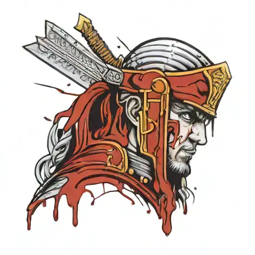 Roman Soldier Covered In Blood Dripping Very Sexy Male Man