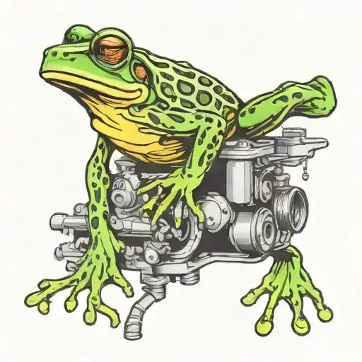 Frog Fixing Car Engine