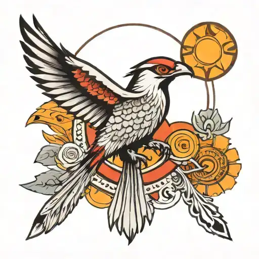 A Thunderbird Eclipsing The Sun As It Sits Just Above The Horizon In The American Southwest