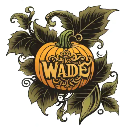 Pumpkin With Name Wade Carved In It
