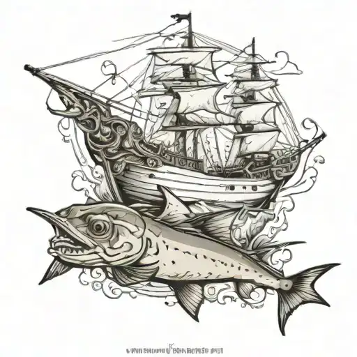 Caribbean Island Sport Fisher With Underwater Ship Wreak