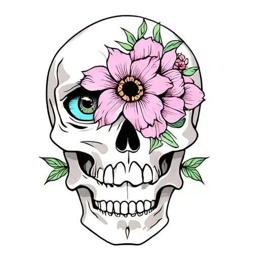 Skull And Flower With Eye