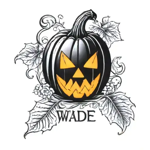 Pumpkin With Name Wade Carved In It