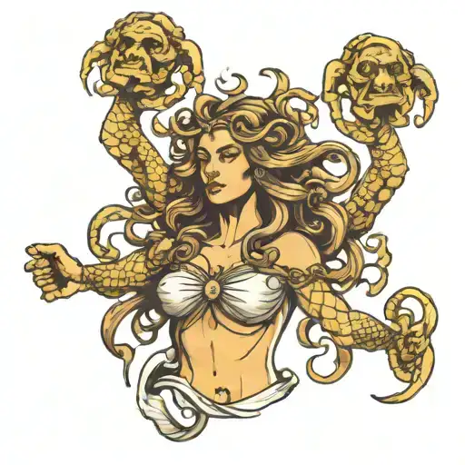 Female Medusa Holding Poseidon Head