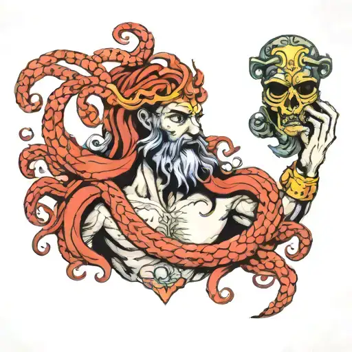 Medusa Holding Poseidon Head