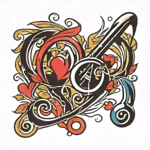 A Tattoo Design Incorporating A Bass Clef And Heart To Represent Your Love For Music