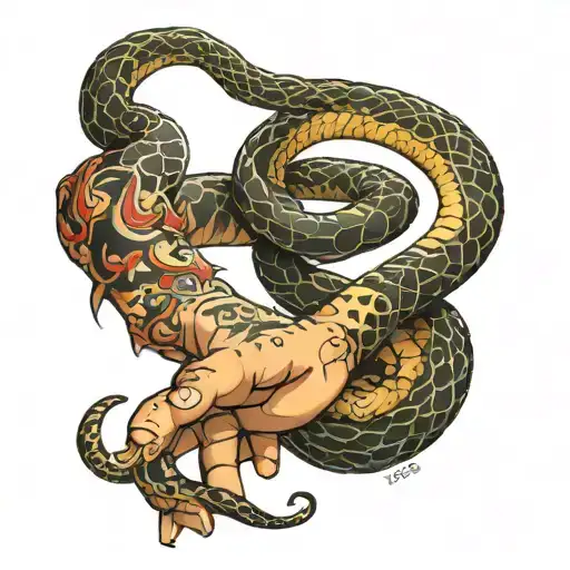 Reaching Hand To Snake