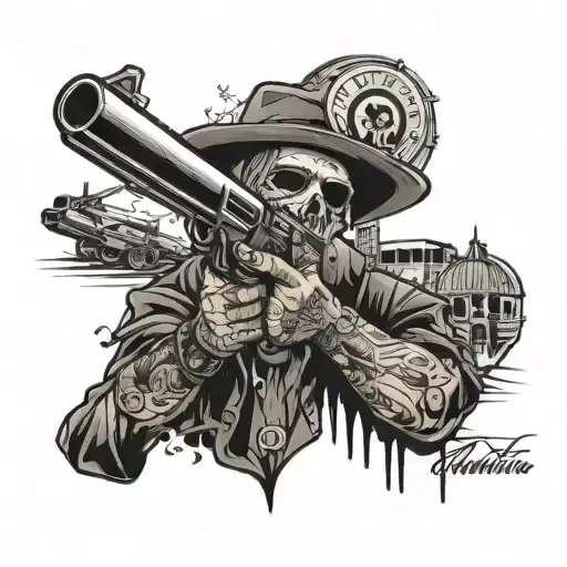 530 Mafia With Ars In Background With Oklahoma Skyline