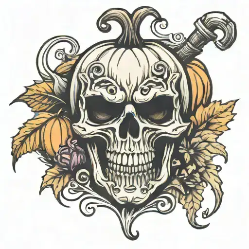 Skeleton Pumpkin Halloween Themed