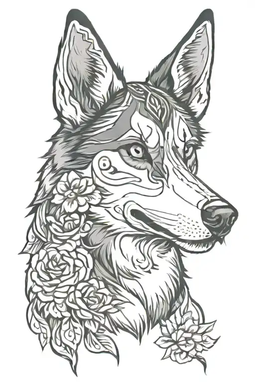 2 Face Husky Tatto Design
