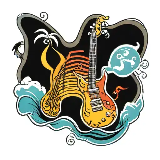 Beach With Musical Notes