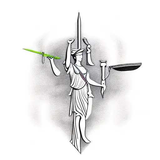 Lady Justice As Caduceus And Sword