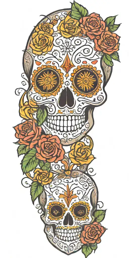 Harry Potter Themed Sugar Skull Design With Magical Elements