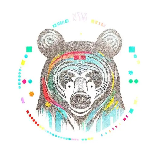 Create A Traditional Tattoo Featuring A Bear And A Turtle In A New York City Skyline