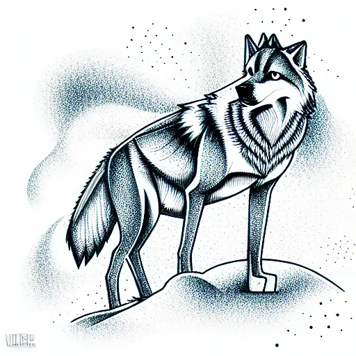 Wolf Standing On A Hill