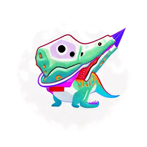 Cartoon Dinosaur With Ufo