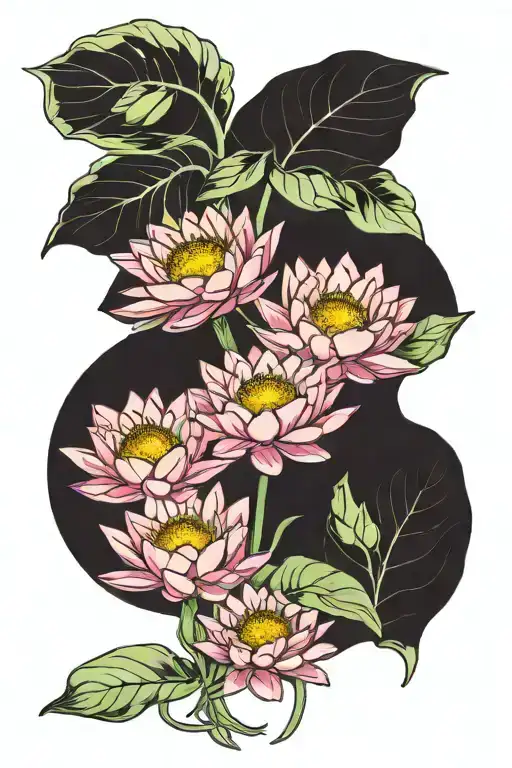 Water Lily Flower And Sunflower And Lavender Flower