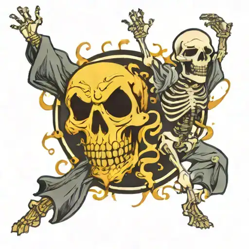 Skeleton And Ghost Dancing