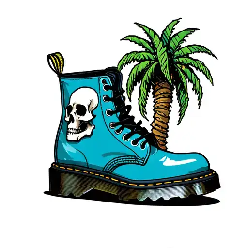 Whirpool Palm Tree Skull Dr Martens