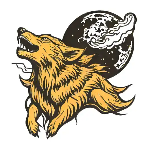 A Wolf Howling At The Moon On A Beach Setting Representing Stoicism And Determination