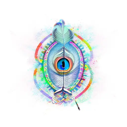 A New-school Design Featuring A Peacock Feather Intertwined With Music Symbols