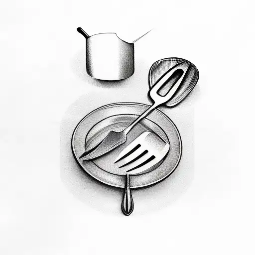 Sheet Music With A Chef's Knife And Fork As The Notes