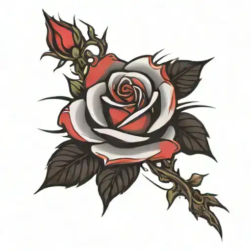 Cross Red Rose