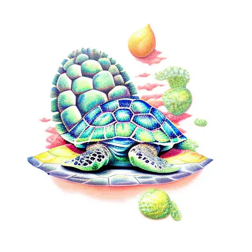 Sea Turtle With His Shell In Form Of A Avocado