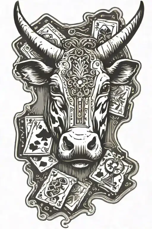 Cow Ear Tag With Playing Cards And Tooled Leather