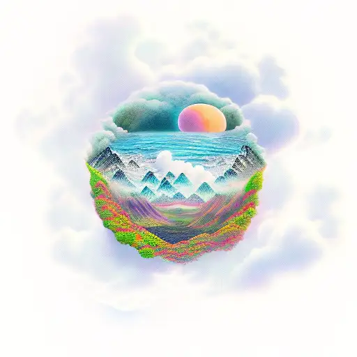 A Surreal Landscape Merging Heaven And Earth