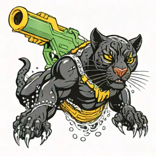 Sexy Wet Black Panther With A Super Soaker