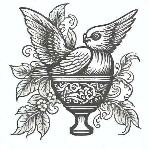 Swallow Bird And Greek Vase