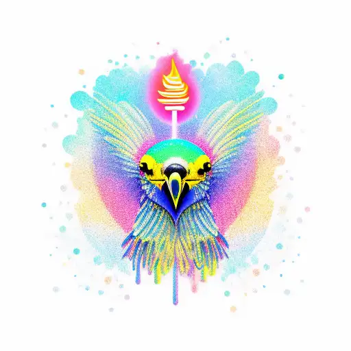 Rainbow Crow With Torch In Mouth