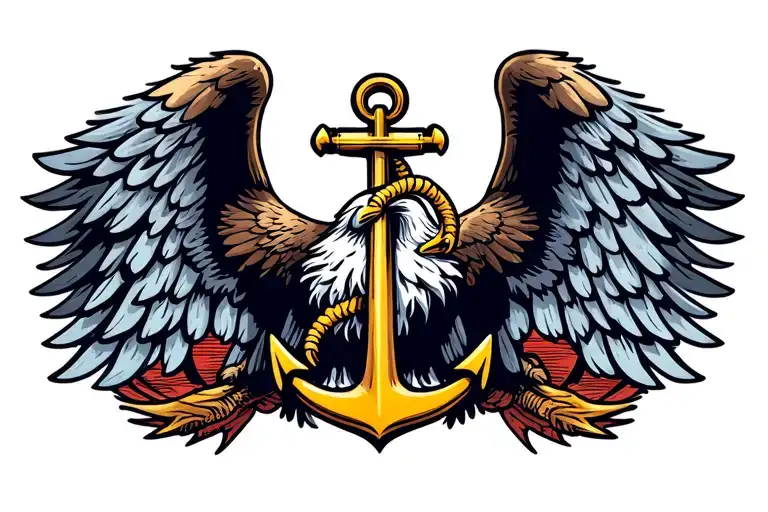 Anchor And Eagle Wings Spread