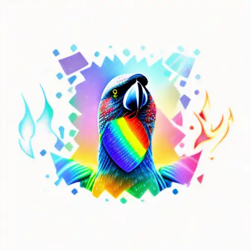 Rainbow Crow With Torch In Mouth