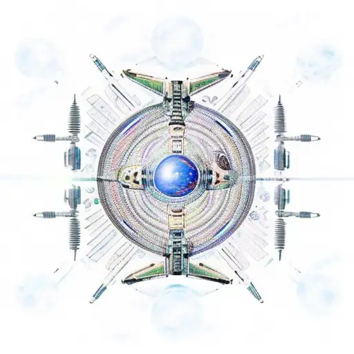 An Intricate Design Of A Spaceship Navigating Through A Galaxy Made Up Of Surgical Tools