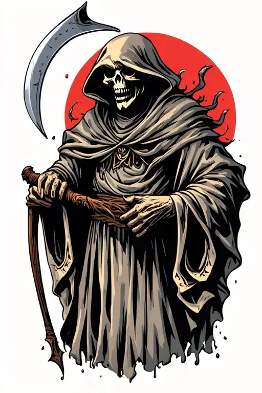 Grim Reaper Holding A Scythe Very Demonic