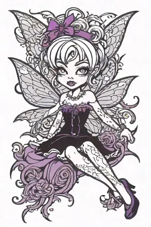 Gothic Tinkerbell With Purple Hair