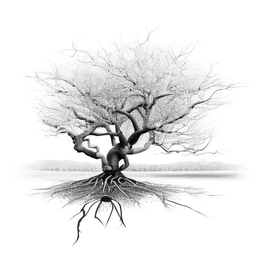 Brazilian Tree With Large Exposed Roots And Long Branches