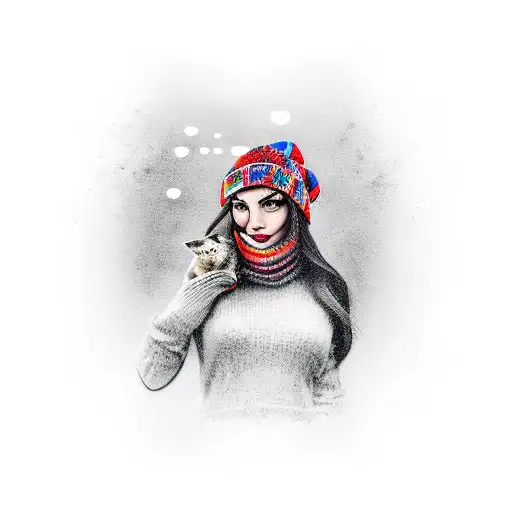 A Woman With A Beannie Of Wolf