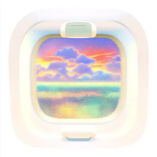 Inside Airplane Window With Sunset Clouds