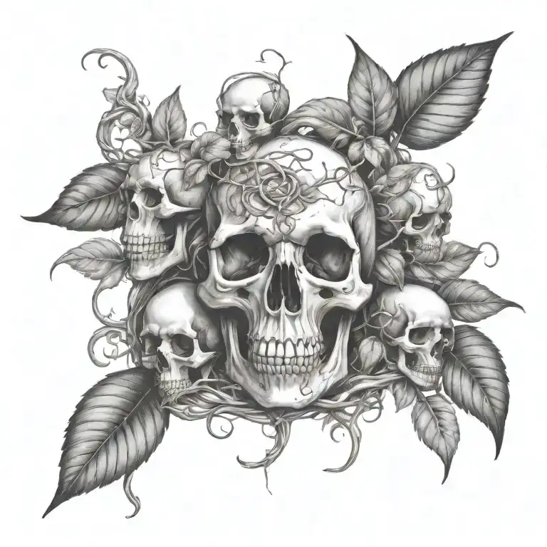 Poisonous Plants Intertwined With Vines And Skulls In A Rainforest Setting
