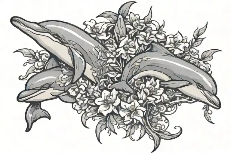 Dolphins And Floral